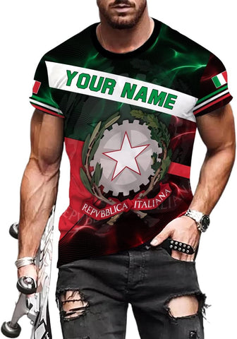 Mostprints Personalized Name Italy Shirt 3D, Custom Italian Shirt Flag for Men and Women, Italia Shirt Soccer Unisex Size