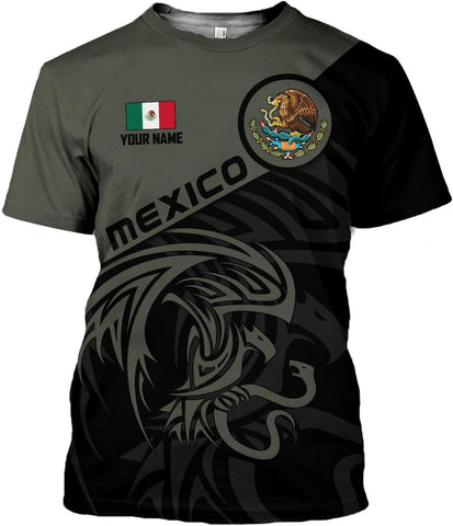 Mostefy Personalized Name Mexican Shirts 3D Customized Mexico Shirt US Flag, Mexican Shirts for Women Unisex
