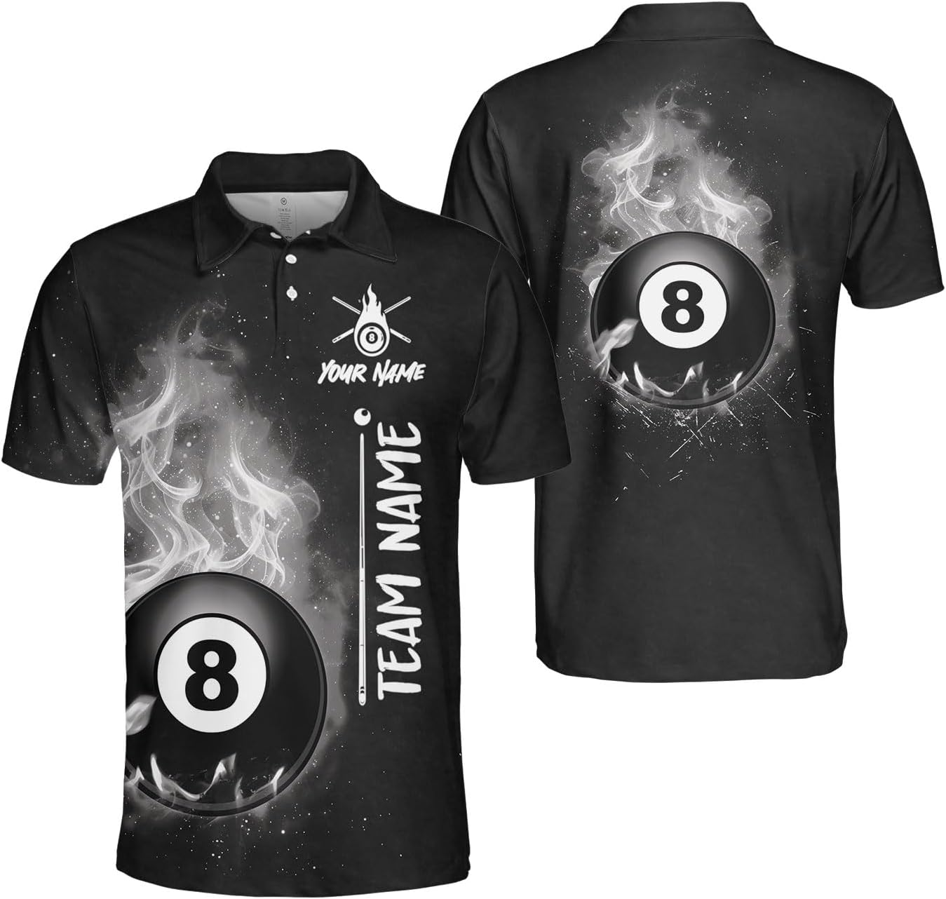 Personalized 8 Ball Polo Shirt, Billiard Shirt Custom Billiard Player 3D Print Shirts for Men Women Teams Pool (Polyester, PL173), Small-5X-Large