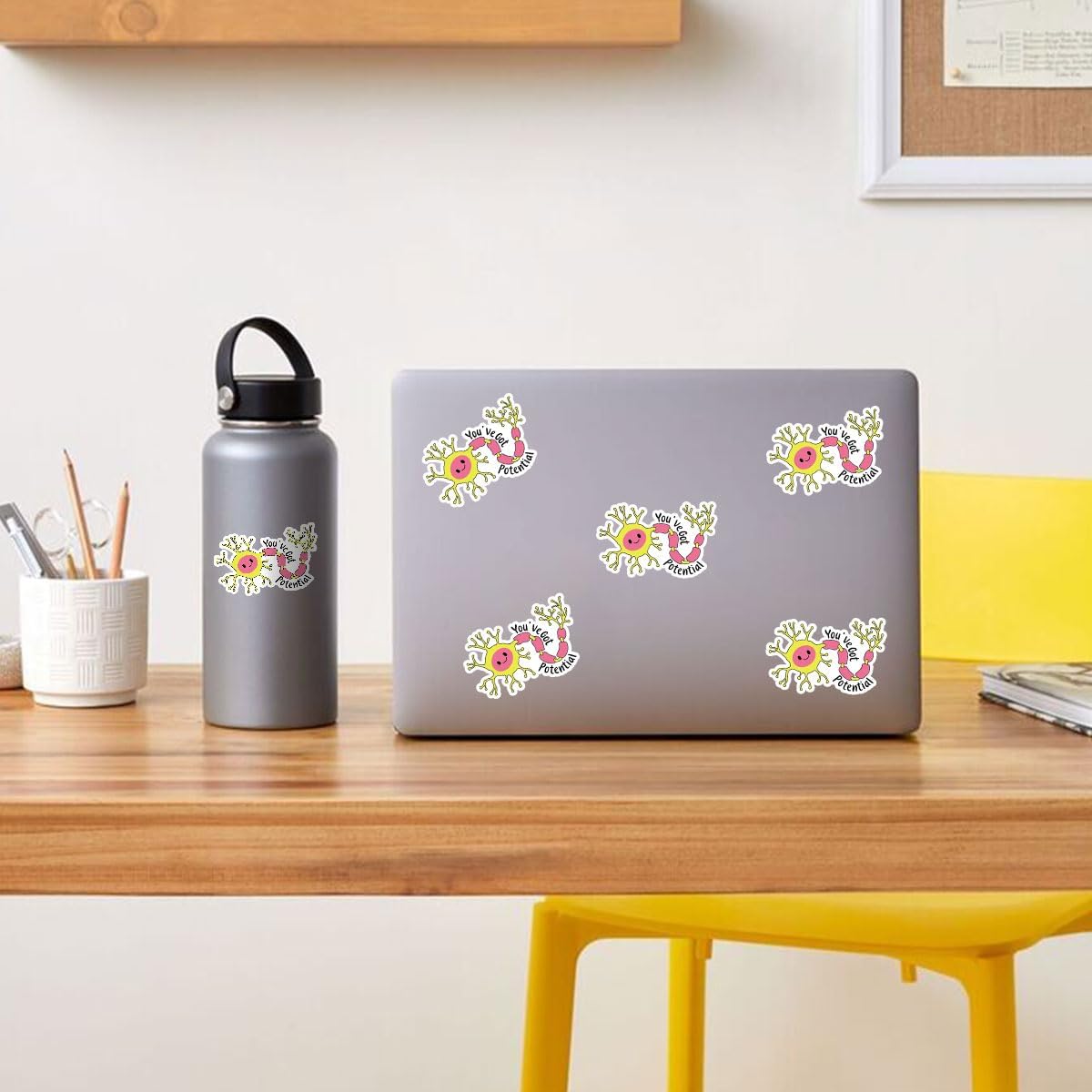 3 Pcs You've Got Potential Sticker, Neuroscience Stickers, Neuroscience Brain Sticker, Funny Medical Stickers Nurse Cute Neuron Sticker for Water Bottle Tumbler Phone Case Laptop 3"x3"