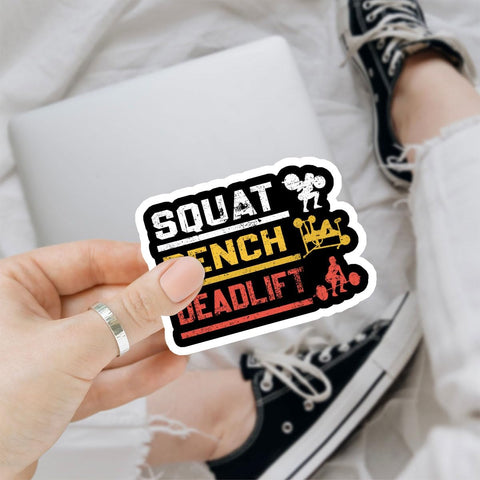 3 Pcs Squat Bench Deadlift Stickers Gym Workout Powerlifting Squat Bench Deadlift Sticker Gift for Gymmer Fitness Barbell Weightlifting Stickers Laptop Bottle Phone Car Helmet Funny Gifts Sticker 3"