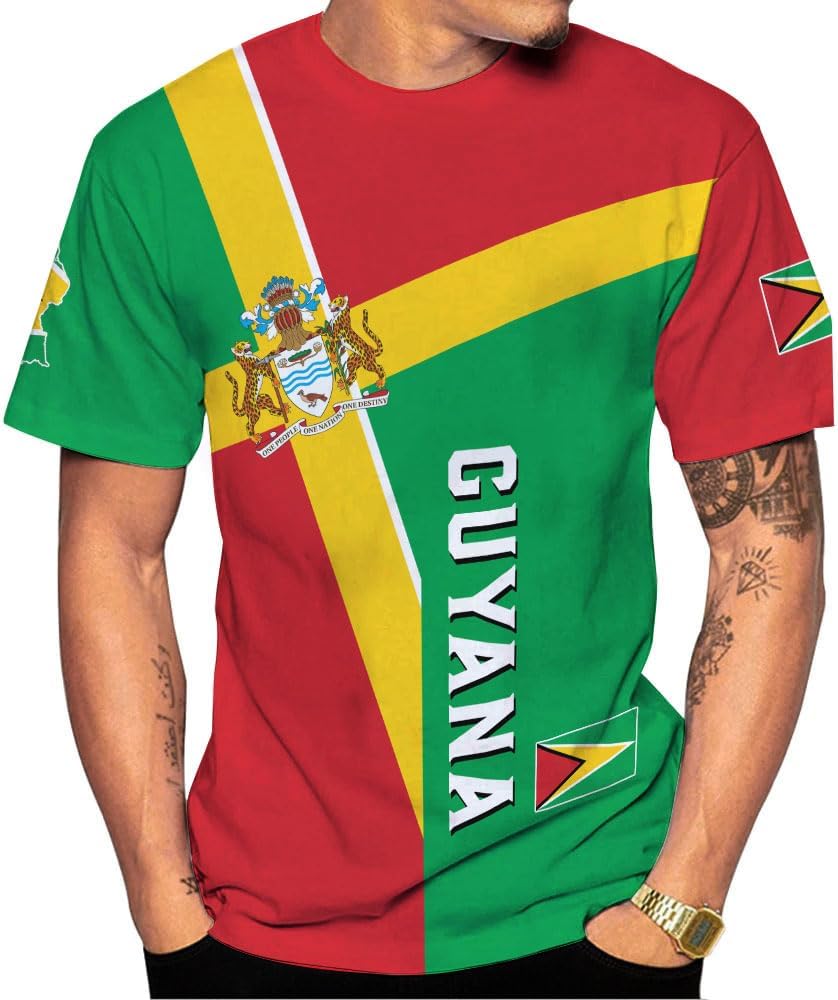 MoonArt Personalized Guyana Shirts - Guyanese Coat of Arms Flag 3D