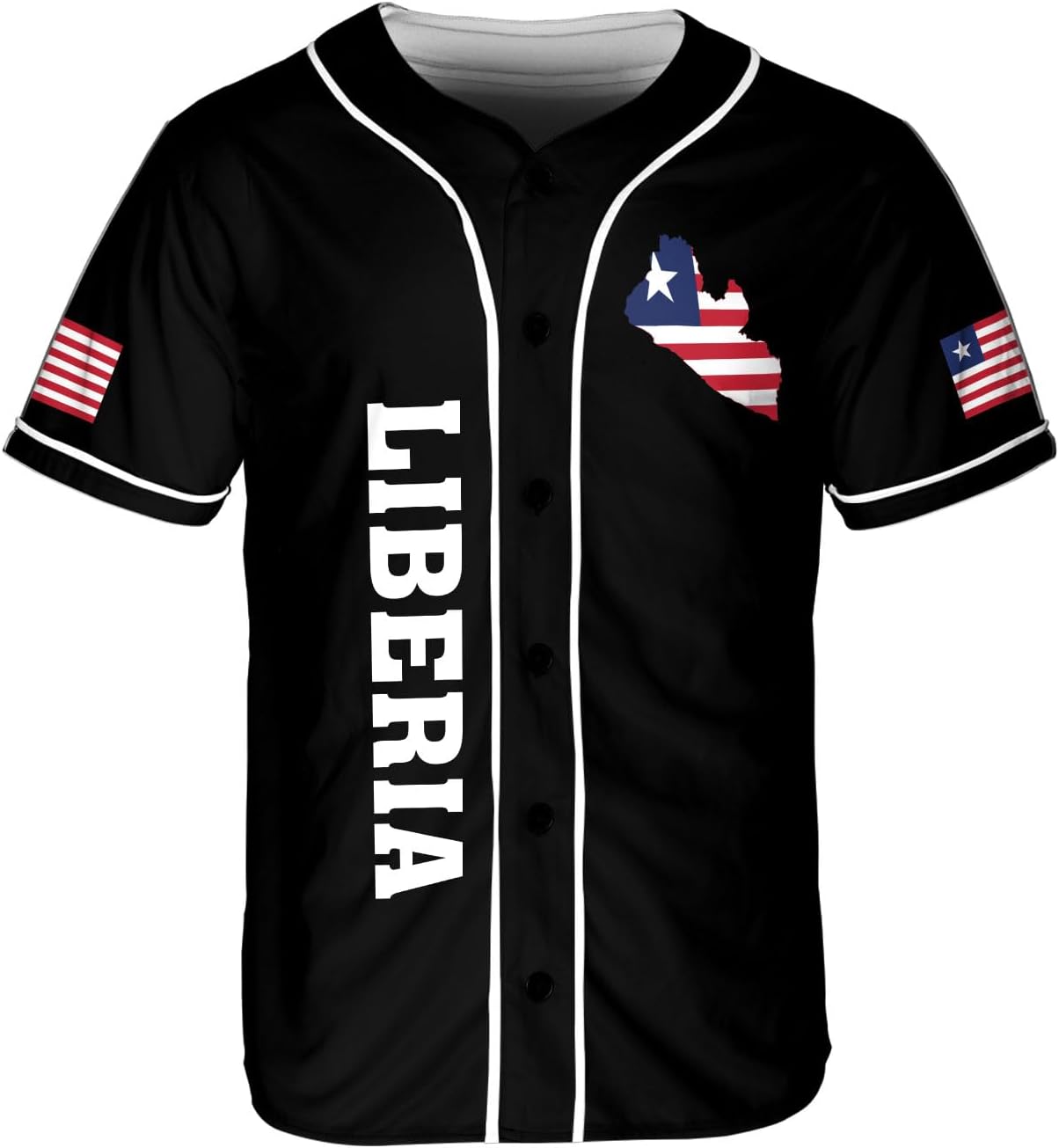 Podagree Personalized Liberia Baseball Jersey, Liberian Proud Flag Shirt Liberia Coat of Arms Liberian Gift for Men Women