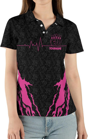 Personalized Bowling Shirts for Women, Custom Name Women Bowling Jersey, Ladies Bowling Polo Shirt for Team