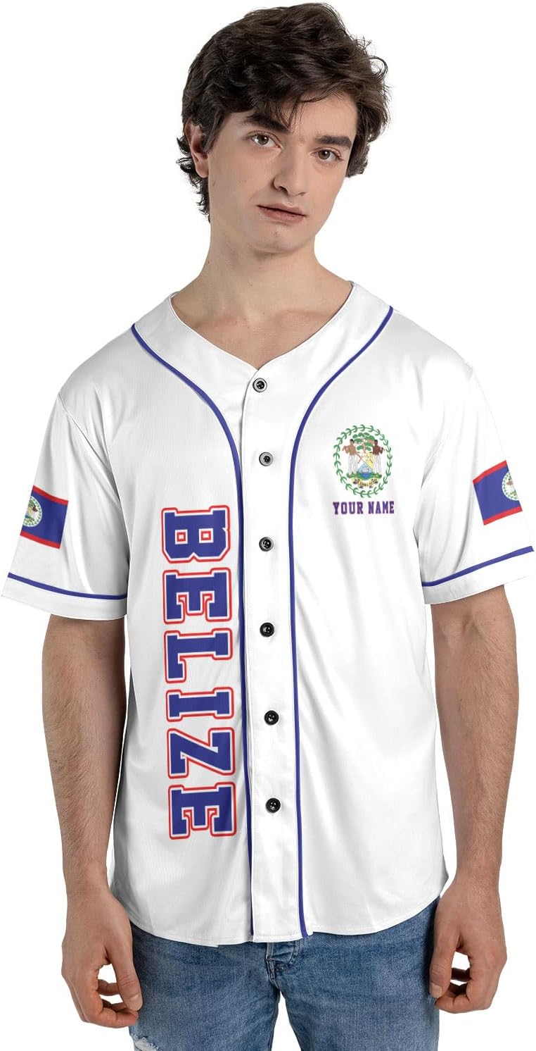 Personalized Belize Baseball Jersey Shirt, Belizean Flag Jersey, Belizean Pride Jersey for Men and Women