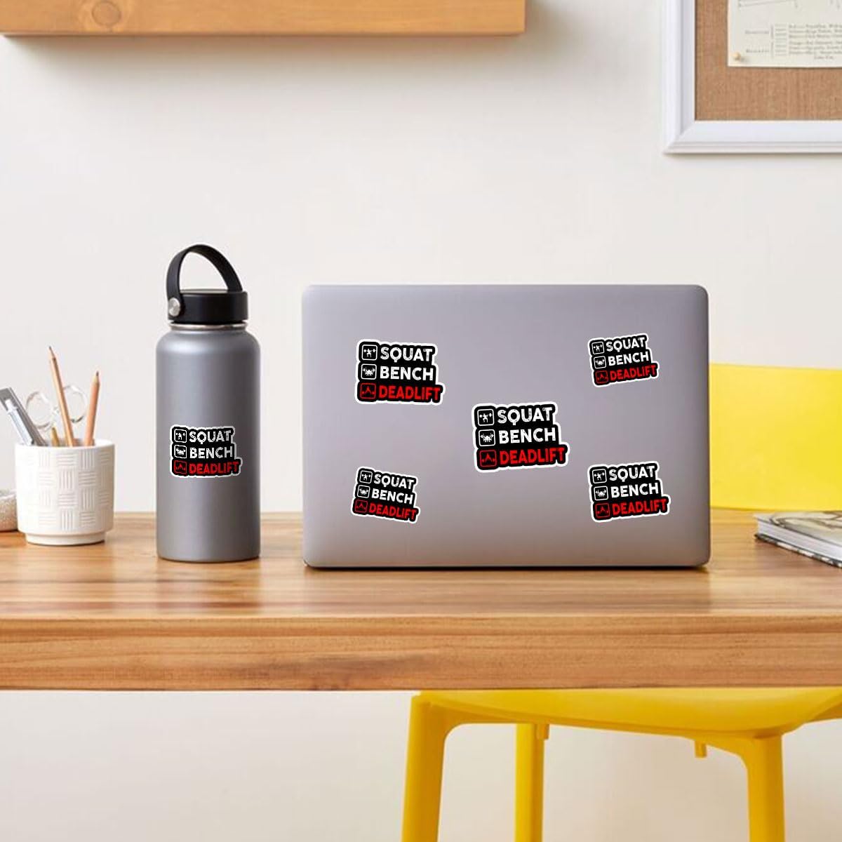 3 Pcs Squat Bench Deadlift Sticker, Gym Workout Power Lifting Accessories, Bodybuilding Stickers for Cars - Vinyl Sticker 3 Inches for Water Bottles Laptop Phone Car Window Helmet