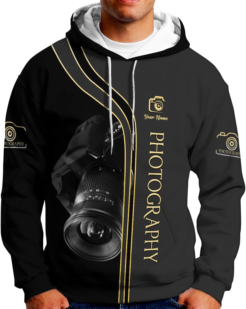 Lighthuy Personalized Name Photography Shirt 3D, Custom Photographer Shirts, Camera Tshirt Men & Women Photographer Gifts
