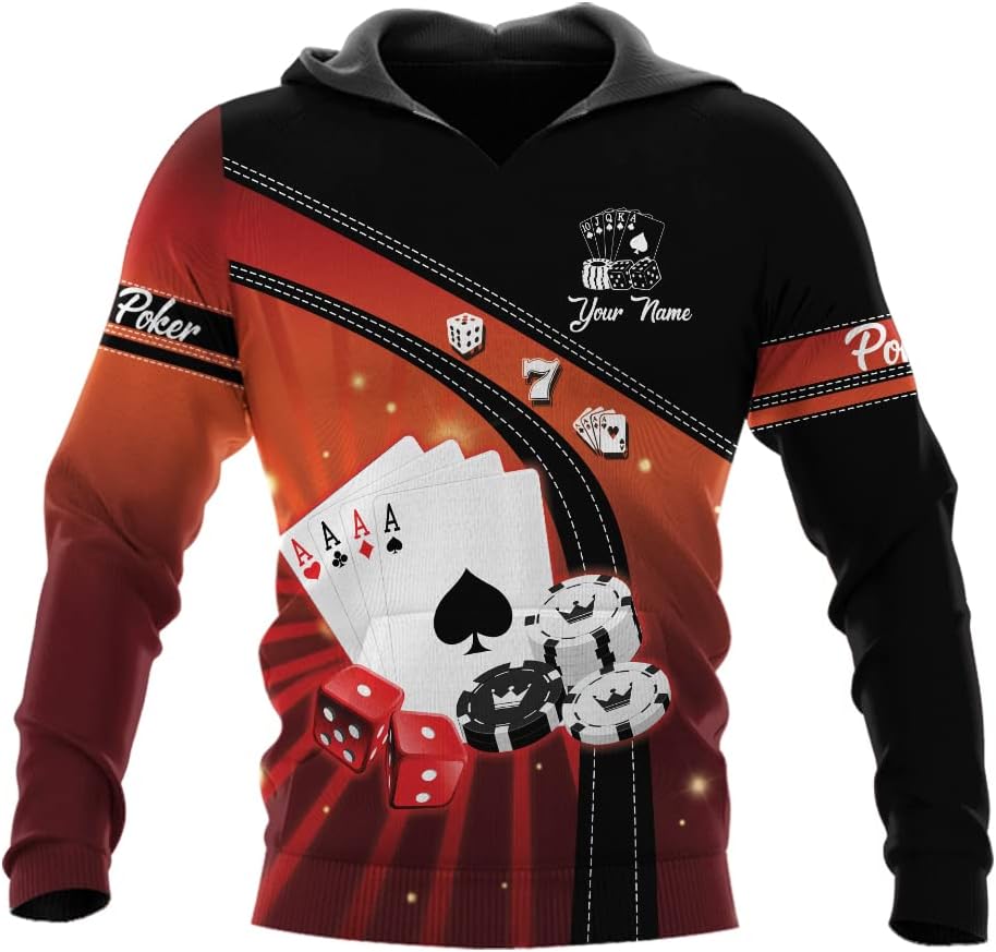 Personalized Poker Shirt, Poker Player Shirt, Funny Casino Poker Pattern 3D Over Print, Unisex Poker Tshirt Men Women