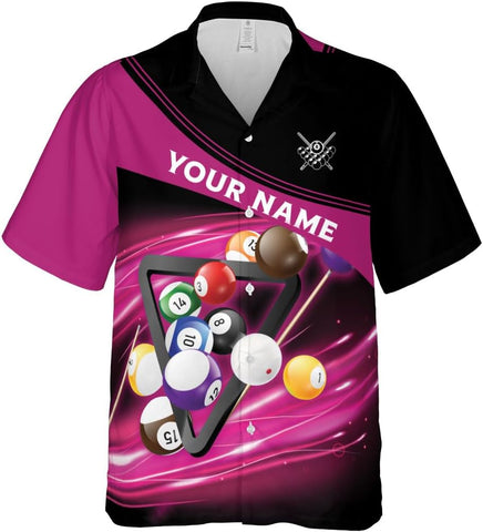 Personalized Billiard Hawaiian Shirt Button Down Custom Billiard Stick 8 Ball Pool Billiard Team Gift for Billiards