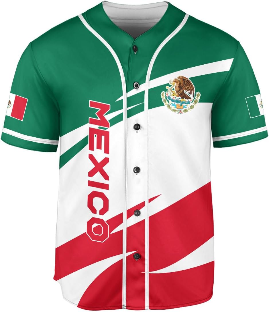 RoyalBro Personalized Mexico Baseball Jersey, Mexican Jersey for Men & Women, Mexican Flag Jersey, Mexico Shirt Camisa