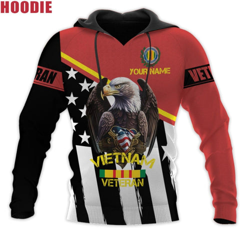 Ligthuy Personalized Name Vietnam Veteran Shirts 3D, Veterans Shirts for Men and Women, Veteran's Shirt Vietnam Veteran S-5XL