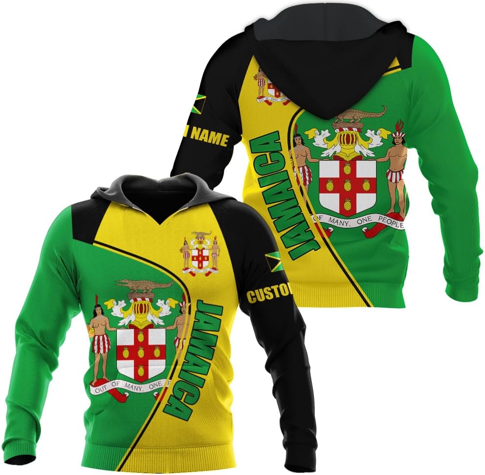 Personalized Jamaica Shirt Custom Jamaica Flag Lion Hoodie for Men and Women, Jamaican Pride Hoodie, Jamaicana Hoodie