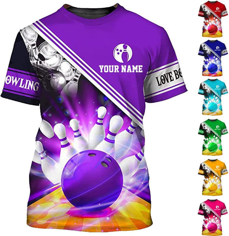 Personalized Bowling Shirt Custom Name Shirts Gift for Women & Men Womens Polo Team 3D Unisex Jersey Short Sleeve Funny