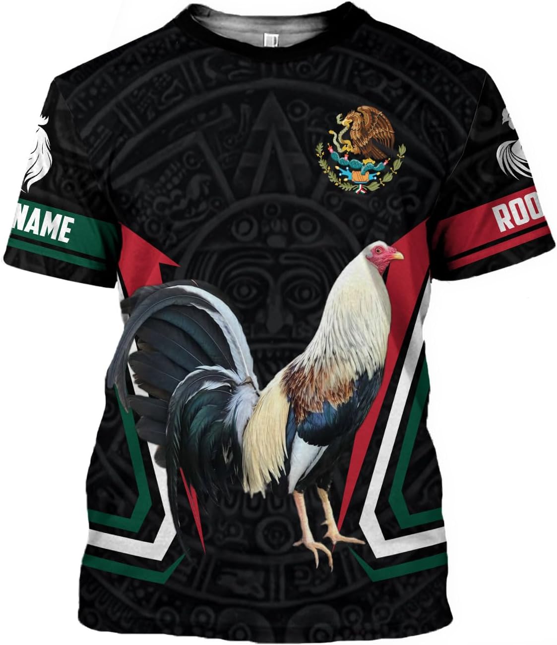 MoonArt Personalized Name Mexican Shirts for Men, Rooster Mexico Shirts for Men, Mexico Shirt Eagle Flag Mexican Eagle
