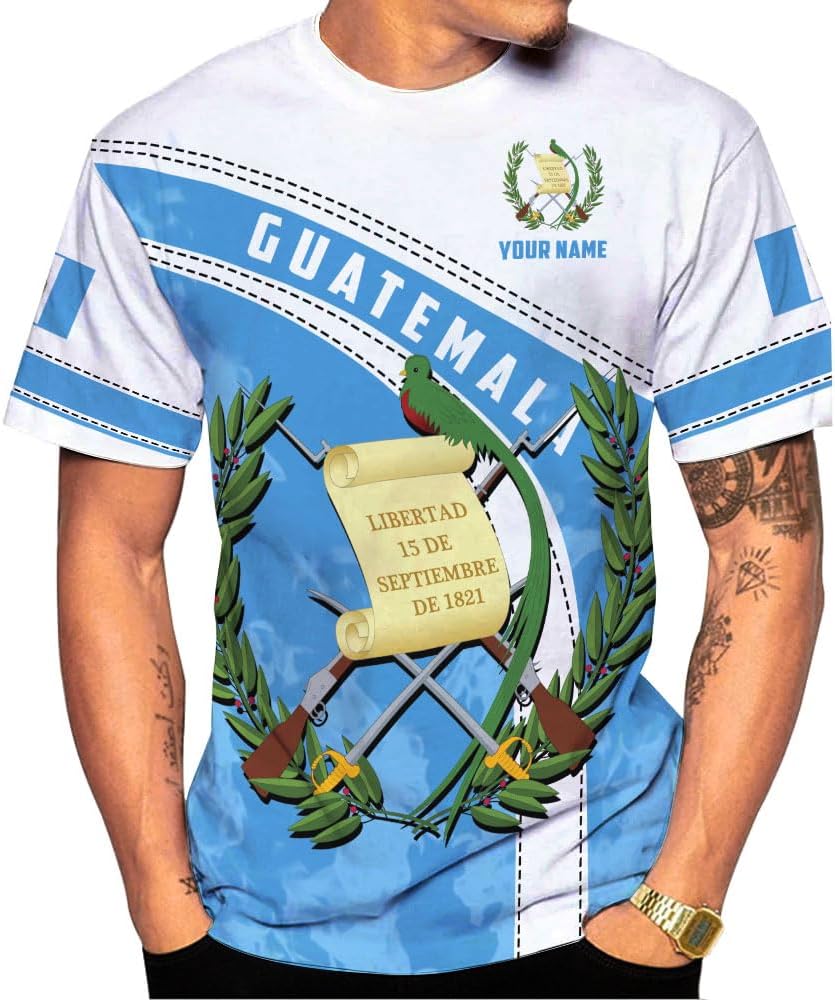 Mostprints Personalized Guatemala Shirt 3D Guatemala Camisas Guatemala Flag Shirts, Guatemalan Pride T-Shirt for Men Women