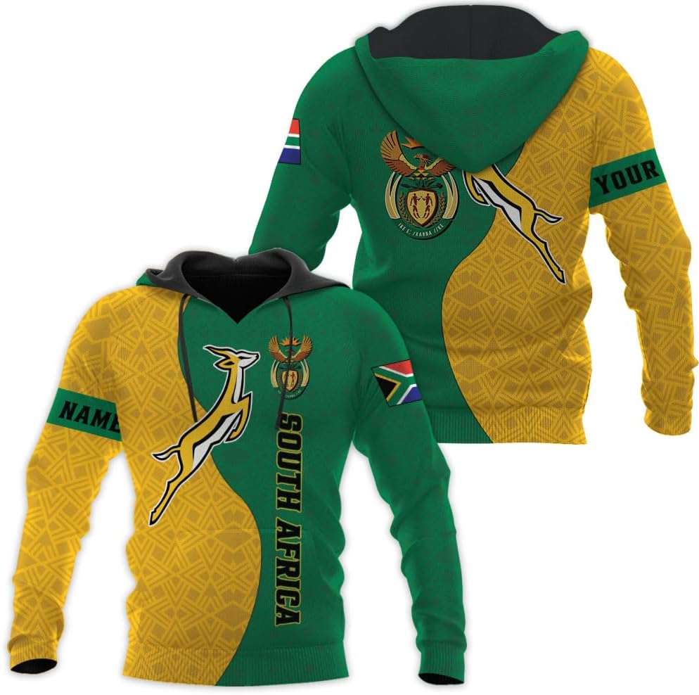 Leprints Personalized South Africa 3D Hoodie, African Pride Zip Hoodie, South Africa African Flag National Sweatshirt