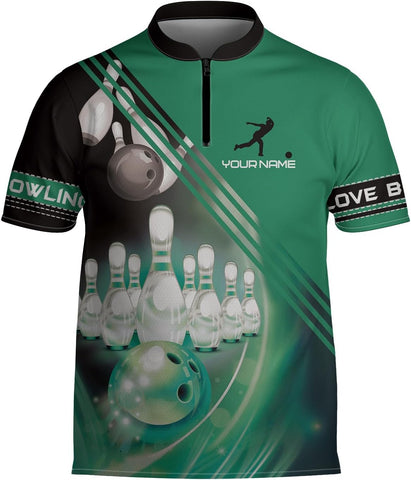 Custom Bowling Jerseys for Men Women Personalized Team Name Quarter Zip 3D Apparel Customized Bowling Jersey Shirts Unisex