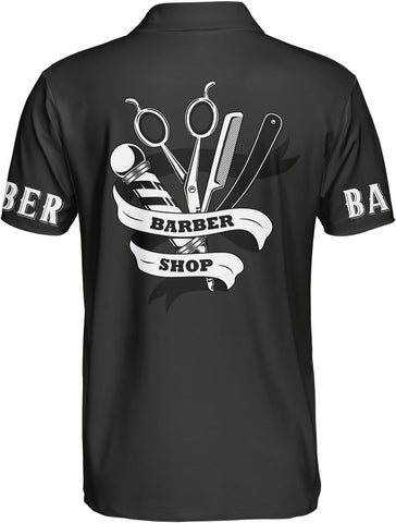 Custom 3D Barber Polo Shirt for Men Women Gift Personalized Hair Stylist Tee Barbershop Apparel Hairdresser Printed Uniform