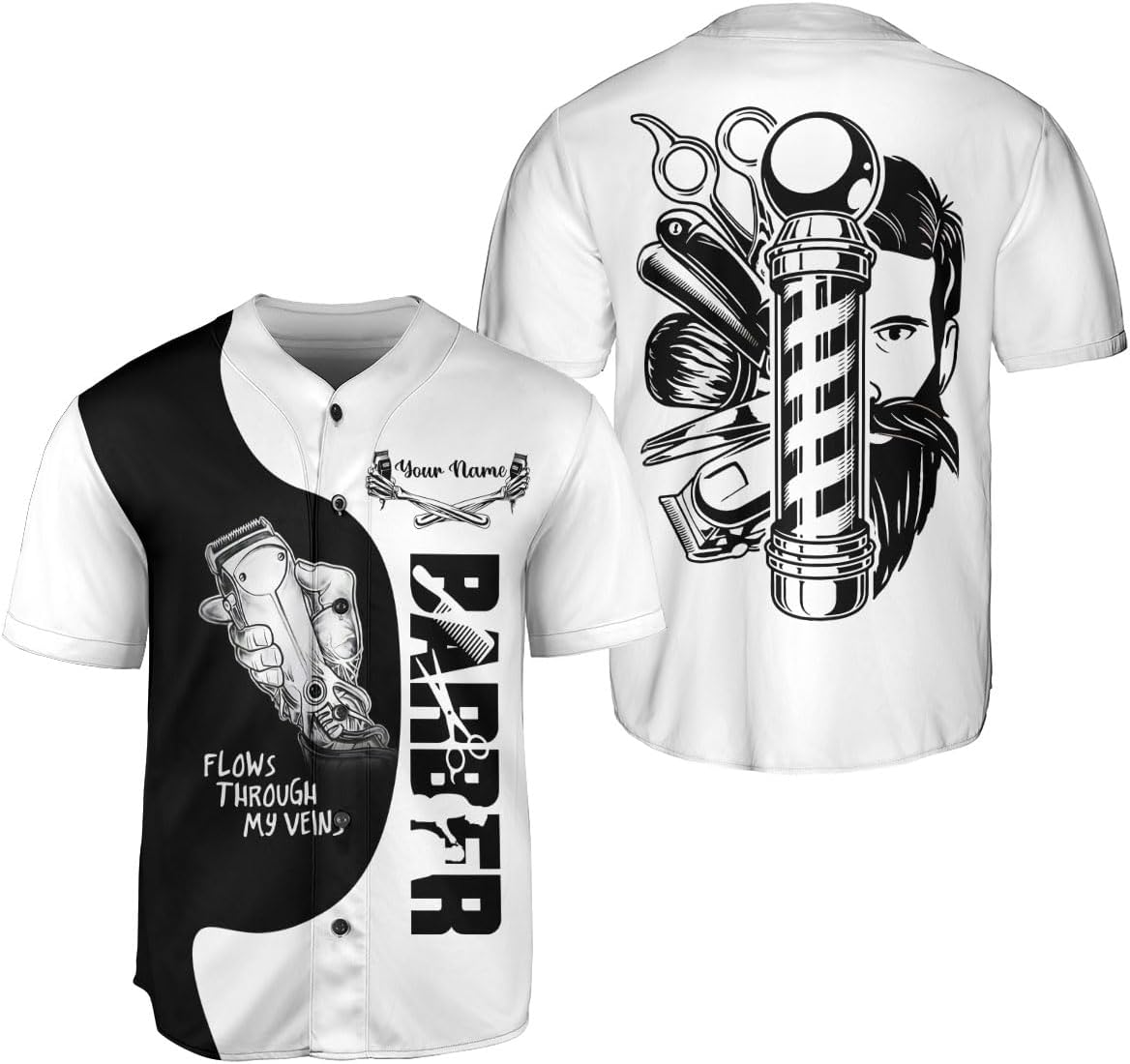 Ligthuy Personalized Baber Baseball Jersey, Hairdresser Baseball Jersey Barber Shop Life, Barber Shirts for Men and Women