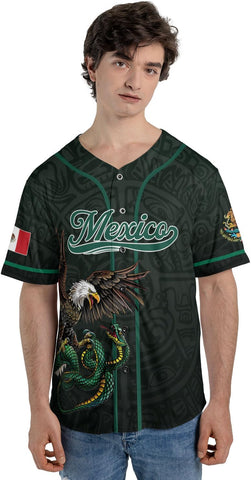 Mostprints Personalized Mexico Baseball Jerseys Mexican Eagle & Flag Shirt for Teams, Mexico Shirts for Men & Women Size S-5XL1