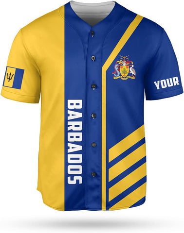 Podagree Personalized Barbados Baseball Jersey Shirt, Bajan Flag Jersey, Barbados Jersey for Men and Women Jersey Bajan