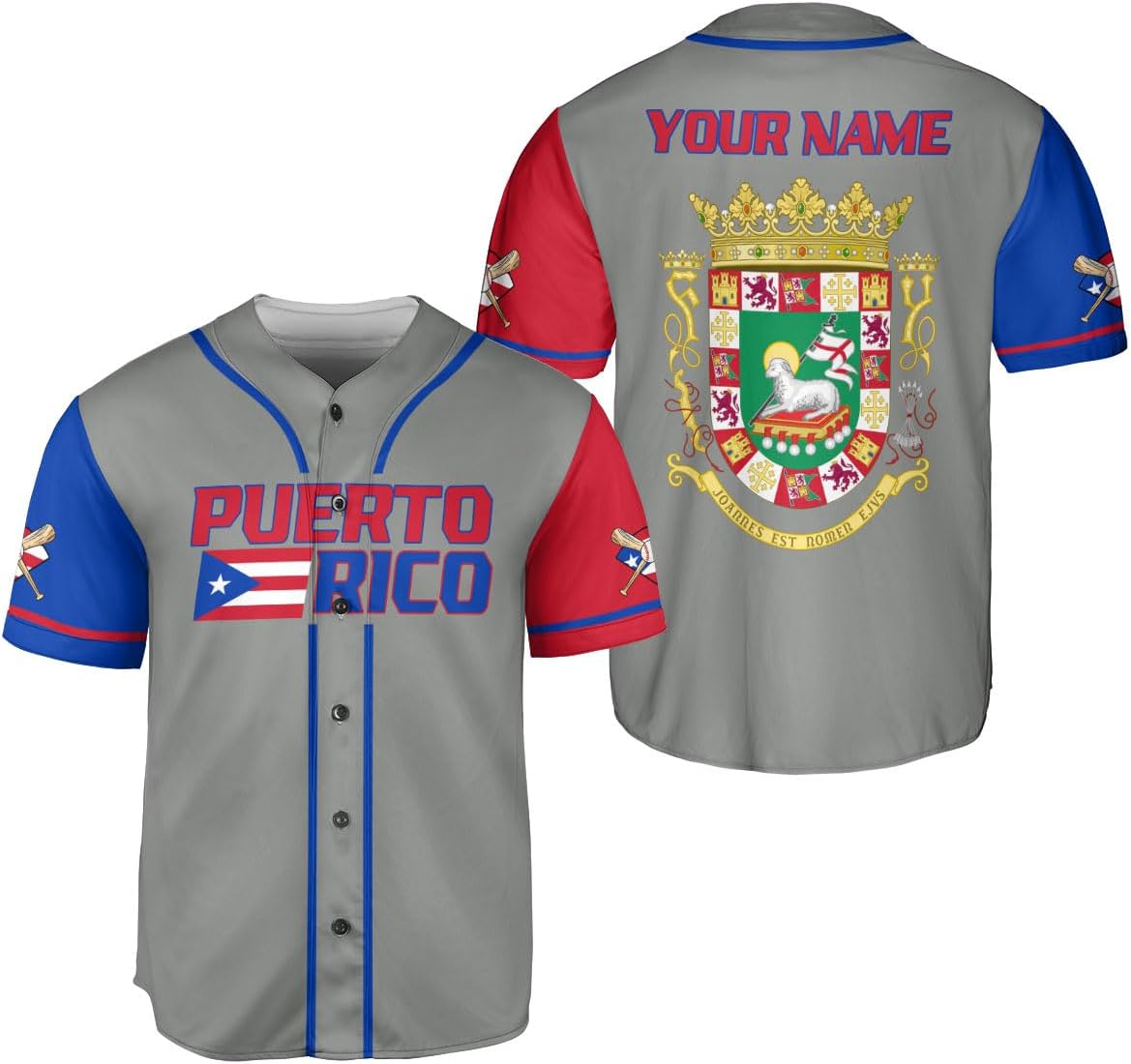RoyalBro Personalized Puerto Rico Baseball Shirt - Custom Team Name, Puerto Rican Baseball Jersey for Men