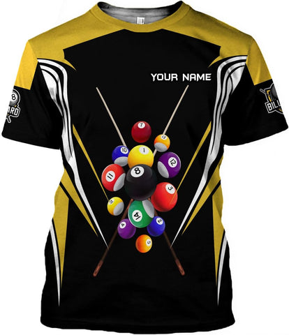 MoonArt Personalized Billiard Shirts 3D Billiard Shirt Custom Billiard Flag Shirt Men's Pool Billiards Shirt 8 Ball Men Women