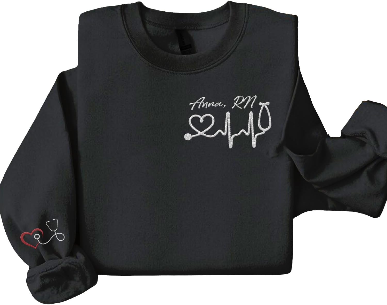 Suseaz Personalized Embroidered Nurse Sweatshirt, Custom Name Nurse Sweatshirt, Gift For Nurse, Women, Nursing School Shirt