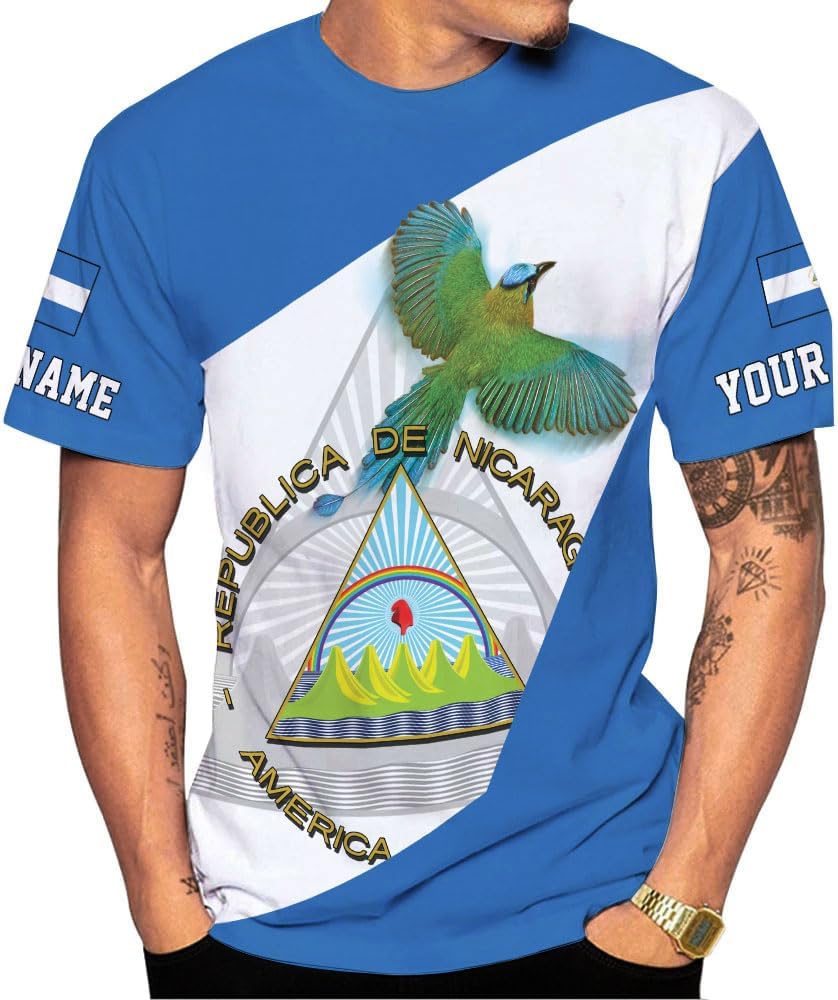 Vybonz Personalized Nicaragua Shirt 3D, Nicaragua Flag Shirts, Nicaraguan Camisas T-Shirt, Nicaragua Shirts for Men Women