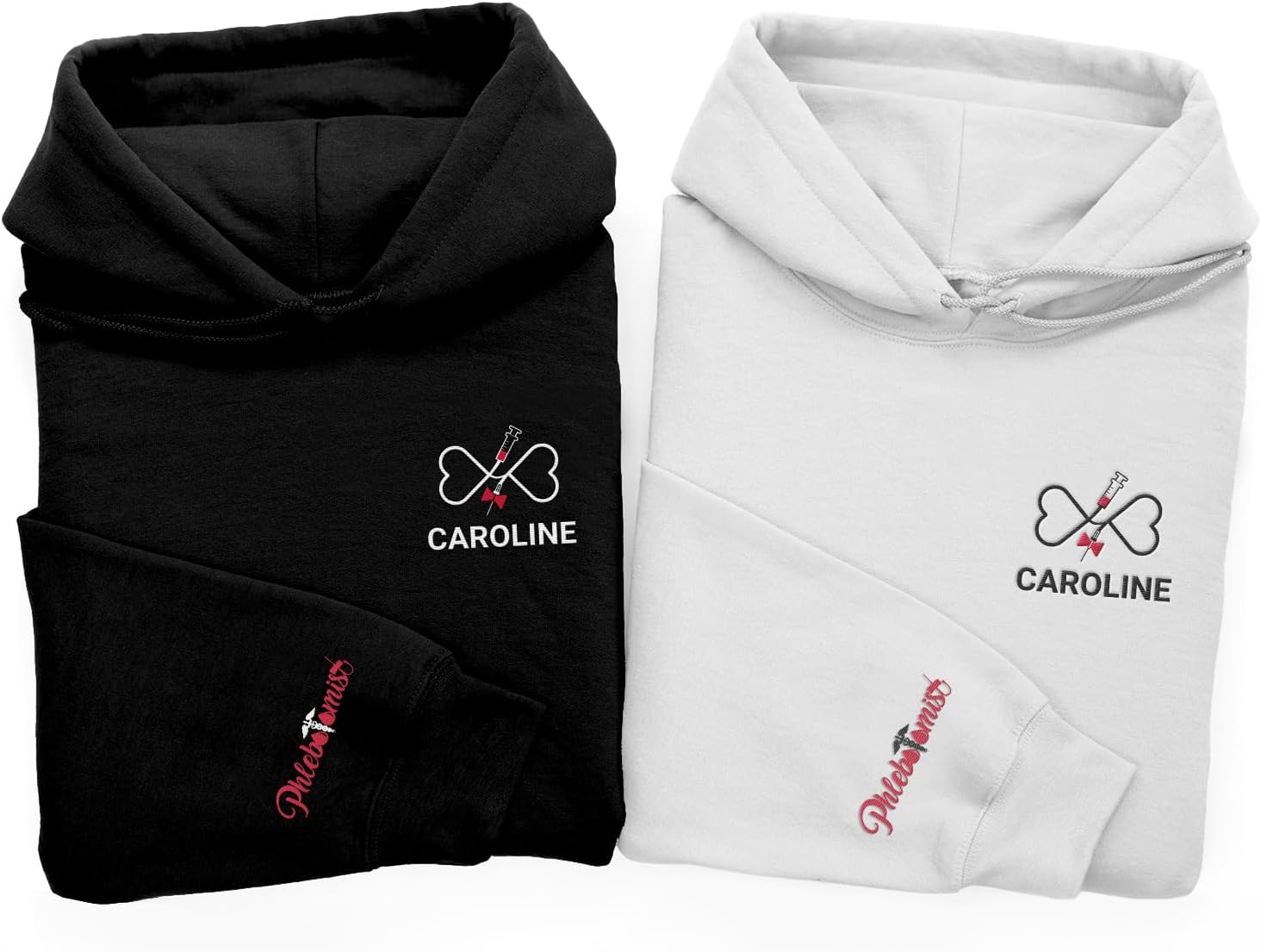 Leeprints Personalized Phlebotomist Embroidered Sweatshirt USA Phlebotomy Nurse Syringe Hospital Hoodie Phlebotomy Tech