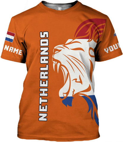 MoonArt Personalized Netherlands Shirts Dutch Coat of Arms Flag Netherlands 3D Shirts Holland Lion Dutch Pride Gift