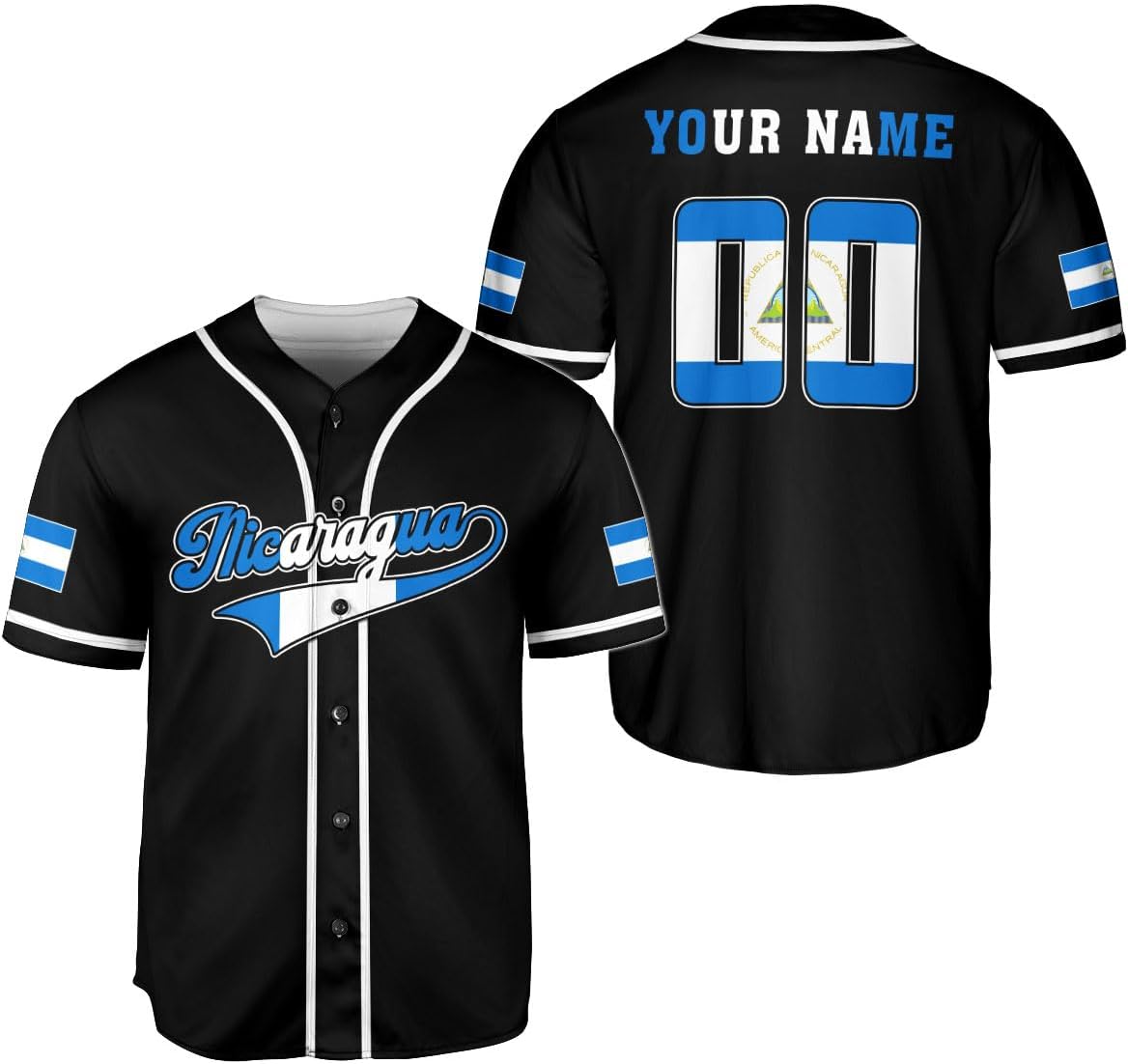 Podagree Personalized Nicaragua Baseball Jersey Shirt Name Nicaraguan Baseball Jersey for Men & Women Nicaraguan Camisas
