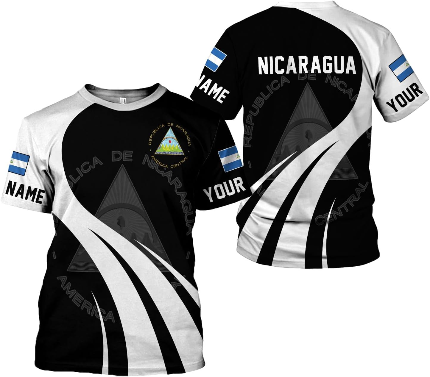 Vybonz Personalized Nicaragua Shirt 3D, Nicaragua Flag Shirts, Nicaraguan Camisas T-Shirt, Nicaragua Shirts for Men Women