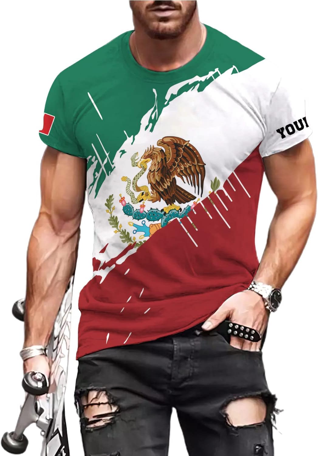 Paniprints Personalized Name Mexican Shirts for Men, Customized Mexico Shirts for Men, Mexico Shirts for Women Mexico Flag