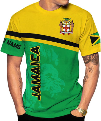 MoonArt Personalized Jamaica Shirt Custom Jamaica Flag Lion Hoodie for Men and Women, Jamaican Pride T-Shirt, Jamaicana