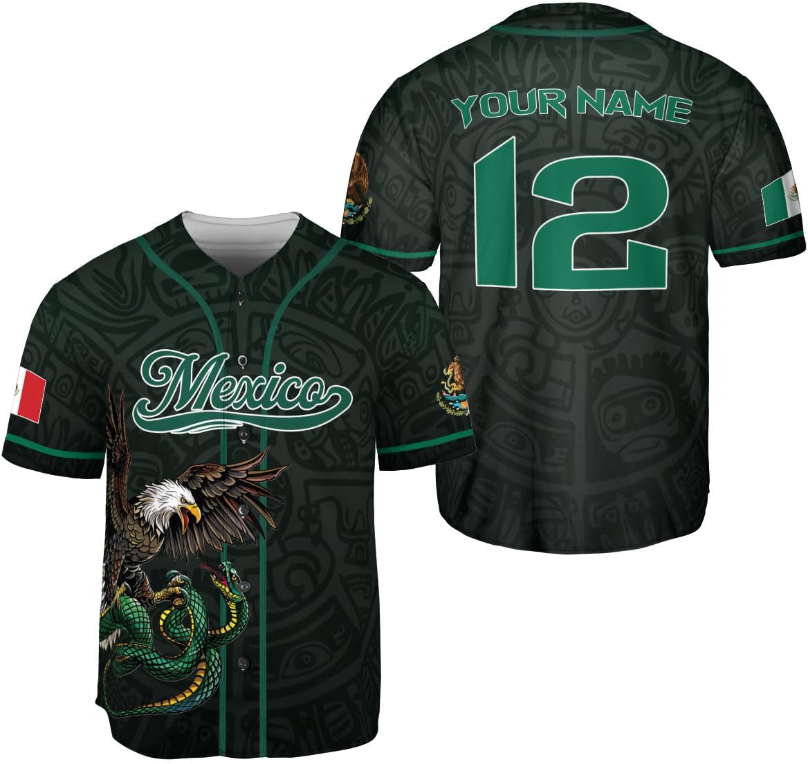 Mostprints Custom Mexico Baseball Jerseys Mexican Eagle & Flag Shirt for Teams, Mexico Shirts for Men & Women Size S-5XL