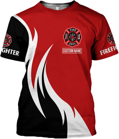 Vybonz Personalized Firefighter Shirt Custom Name Fire Man Firefighter Gift Tshirt 3D Shirts Unisex Tshirts 3D for Men Women