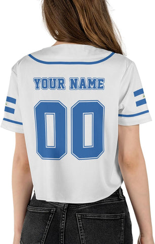 Personalized Nicaragua Baseball Croptop Shirt, Nicaraguan Flag Jersey for Women Jersey Pride