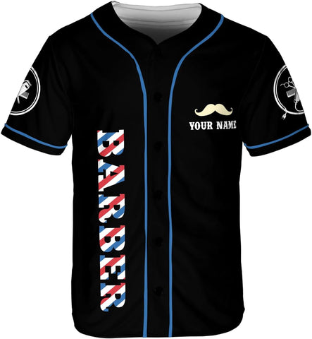 Personalized Barber Shop Baseball Jersey, Hairdresser Jersey, Barber Tools Hat