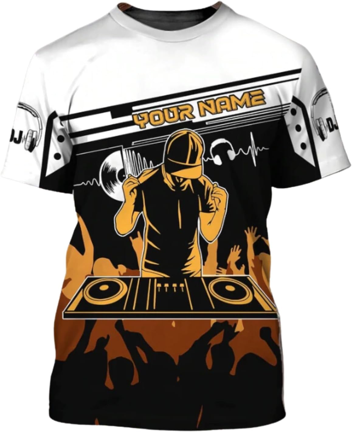 MAPrints Personalized DJ 3D T-Shirts, Custom DJ Shirt with Name, DJ Gifts for Men EDM Music Festival Clothing, Gift for DJ
