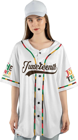 AOVL Custom Juneteenth Baseball Jersey Shirt Flag Independence Day Freeish Since 1865 Black History Month Pride Freeish Shirt