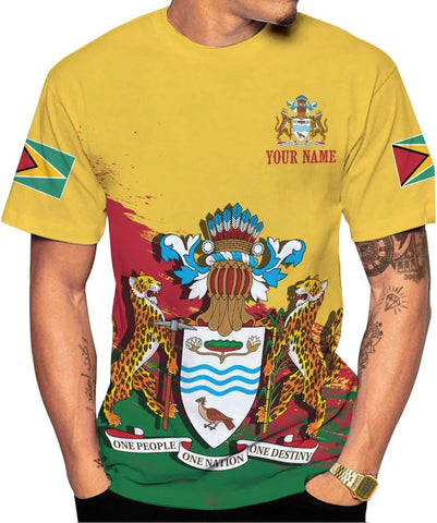 Artparel Personalized Guyana 3D Guyana Flag Shirt - Unisex Adults - Green - Short Sleeves - 5X-Small-Large