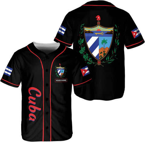 Podagree Personalized Cuba Baseball Shirt, Cuban Flag Jersey for Men and Women