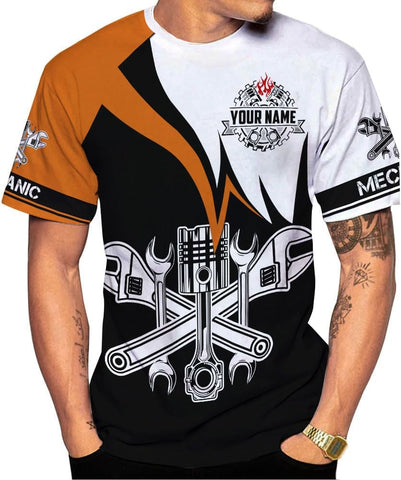 AOVL Personalized Mechanic Shirt 3D Mechanic Shirts Tool Box Mechanic for Men Women Mechanic Garage T-Shirt Mechanics S-5XL