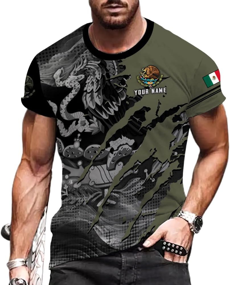 Personalized Name Mexican Shirts for Men, Customized Mexico Shirts for Men, Mexico Shirts for Women Mexico Shirt Eagle Flag