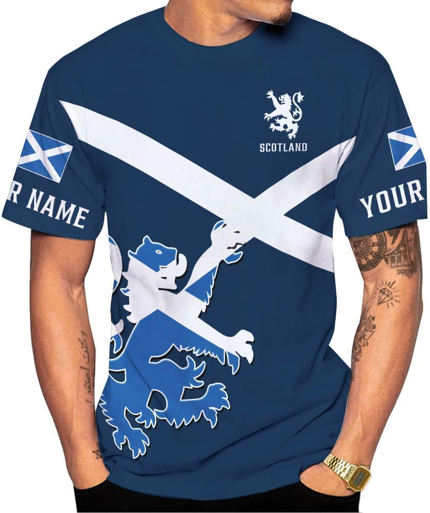 MAPrints Personalized Scotland Shirt, Scottish Rampant Lion Tshirts 3D Print, Scottish Tshirt, Scotland Lion Flag Pride Shirt