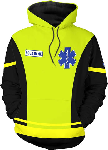 Leeprints Personalized EMT Hoodie EMS Sweatshirt Custom EMS Zip Hoodie Paramedic Uniform Emergency Medical Technician Shirts