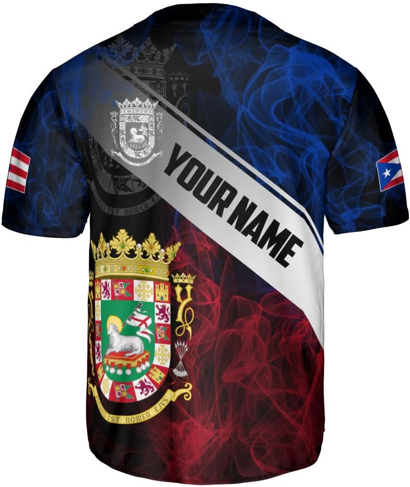 RoyalBro Personalized Puerto Rico Baseball Shirt - Custom Team Name, Puerto Rican Baseball Jersey for Men