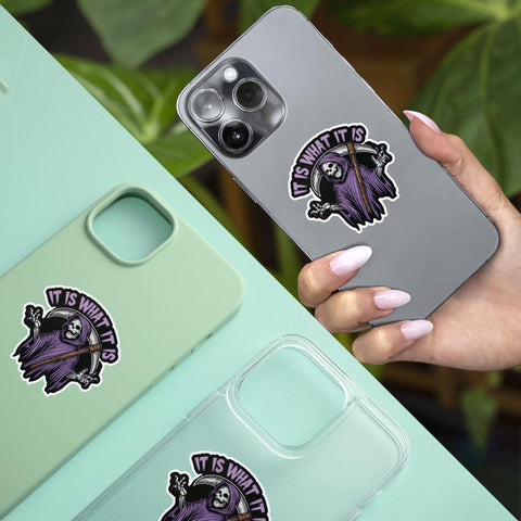 (3Pcs) It is What it is Decal, Skull Bumper Stickers for Cars, it is What it is Bumper Sticker Vinyl, Skull Coming Sticker Decal Vinyl - Stickers for Laptop Water Bottle Phone Car Window Helmet 3"