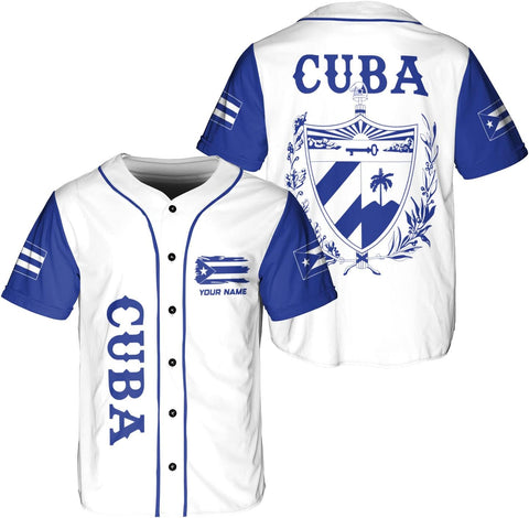 Podagree Personalized Cuba Baseball Shirt, Cuban Flag Jersey for Men and Women